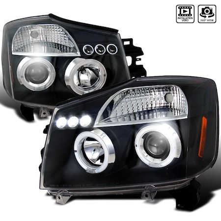 Spec-D Tuning 04-07 Nissan Titan Halo LED Projector Black 2LHP-TIT04JM-TM